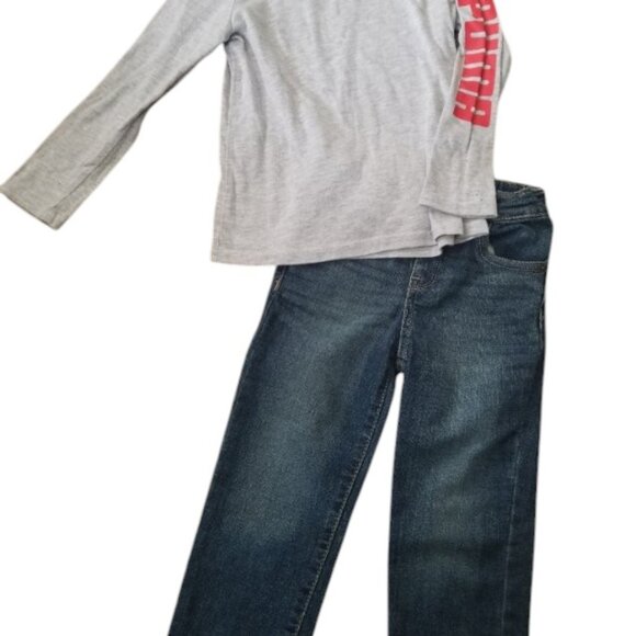 PUMA Gray Long Sleeved Tee CHILDREN’S PLACE Stretch Jeans Boys Size 3T - Picture 5 of 5